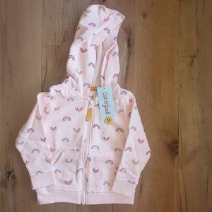 Toddler Girls Pink Rainbow Zip-Up Hoodie